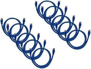 10-Pack Cat6a Network Ethernet Cable in Blue Snagless - 3 ft