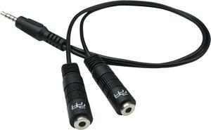 3.5mm Y Splitter 4-Pole Male to 2 Female Aux Audio Cable for two headphone plugs