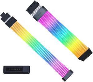 LIAN-LI STRIMER Wireless 24 Pin and LIAN-LI STRIMER Wireless 12+4pin (8 Light Guides) Addressable RGB GPU Power Extension Cable Combo,Included Wireless Transmitter