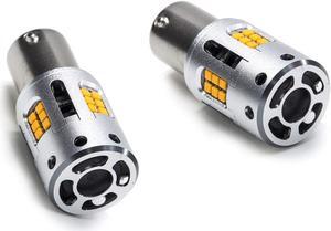 HYUGA LED Turn Signal Light Bulbs with Cooling Fan 1156 Ba15s CANBUS Anti-Hyper Flash (Amber/ Yellow)