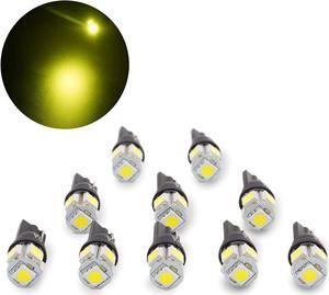 HYUGA 10PCS Auto T10 194 168 LED Light Bulb 5SMD 12V  5050 Current Fixed for Interior Map Dome Instrument Panel Trunk Backup License Plate Lamp(Golden Lemon Yellow)