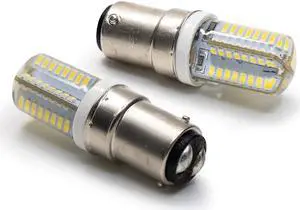 Sewing Machine LED Light Bulb BA15D (B15) Double Contact Base 2PCS 64 LEDs SMD 3014 120V 15W for singer 9100 6200 HYUGA (White)