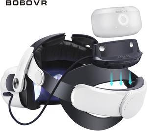 BOBOVR M2 Plus Strap with Battery Dock Upgrade Kit for Meta Quest 2,5200mAh Magnetic Battery Pack, Extend 3 Hours Time for Oculus Quest 2