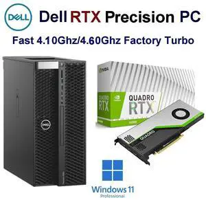 Fast 4.10Ghz/4.60Ghz Dell Precision RTX Workstation PC 32GB Ram/2.0TB M.2 SSD/8.0GB Nvidia RTX 4000 8K Quad/Windows 11 Pro