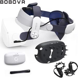 BOBOVR M2 Pro  Comfort Battery Head Strap With Barbed Protective Cover Compatible With MetaOculus Quest 2 VR Headsets Replaceable Worryfree Powered Strap for VR Accessories
