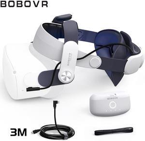 BOBOVR M2 Pro  Comfort Battery Head Strap With Link Cable 3M Compatible With MetaOculus Quest 2 VR Headsets Replaceable Worryfree Powered Strap for VR Accessories