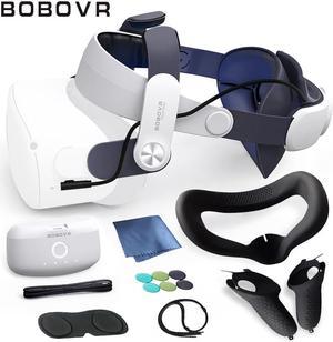 BOBOVR M2 Pro  Comfort Battery Head Strap With Accessories Set Compatible With MetaOculus Quest 2 VR Headsets Replaceable Worryfree Powered Strap for VR Accessories