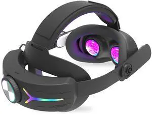 Sovawin For Meta quest 3s RGB Charging Headstrap 12000mAh Internal Battery Knob Adjustable Head Strap Black