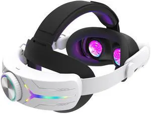 Sovawin For Meta quest 3s RGB Charging Headstrap 12000mAh Internal Battery Knob Adjustable Head Strap Black and white