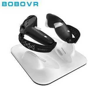 BOBOVR CD3 Controller Charging Dock Wireless Magnetic Attraction Station Grips Combo Compatible with Meta Quest 3/3S Controllers