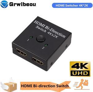 Grwibeou HDMI Splitter 4K Switch KVM Bi-Direction 1x2/2x1 HDMI-compatible Switcher 2 in1 Out for PS4/3 TV Box Switcher Adapter
