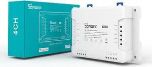 4CH R3 & 4CH PRO R3 AC100-240V 50/60Hz 10A 2200W 4 Gang WiFi DIY Smart Switch Inching/Self-Locking/Interlock 3 Working Mode APP Remote Control Switch Works with Alexa and Google Home