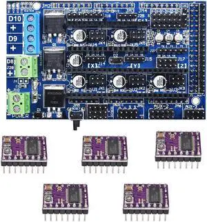 Upgrade Ramps 1.6 Board Base on Ramps 1.5 4-Layer PCB Control Panel Mainboard with 5Pcs DRV8825 Driver for 3D Printer