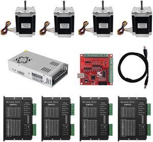 TWO7628 Stepper Motor 4Pcs Set with DM542 Driver MACH3 Control Board 360W24V Power Supply CNC DIY Kit for 3D Printer