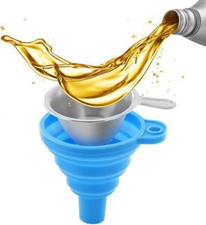 TWOCollapsible Silicone Funnels and Stainless Steel Resin Filter Cups for Pouring Resin Back into Bottle