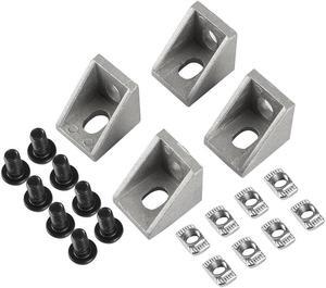 4Pcs 2020 Aluminum Profile Corner Angle Bracket Connector with Gasket Nut + M5 Flat Head Screw for V-Slot 3D Printer