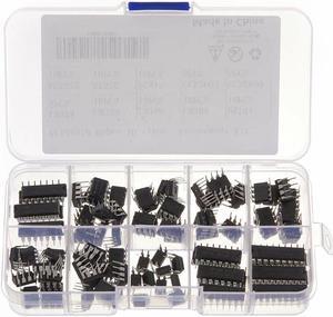 85pcs 10 Types Integrated Circuit Chip IC Chips Assortment Kit OPAMP Single Precision Timer PWM Including LM324 LM358 LM386 LM393 UA741 NE5532 NE555 PC817 ULN2003 ULN2803