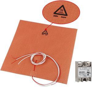 300*300mm 220V 300W Silicone Pad Heated Bed Heating Pad + SSR Solid State Relay Kit for 3D Printer