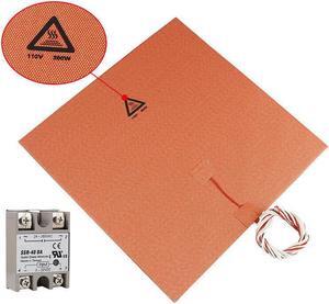 300*300mm 110V 300W Silicone Pad Heated Bed Heating Pad + SSR Solid State Relay Kit for 3D Printer