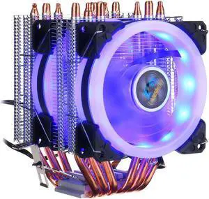 CPU Cooler LED RGB 6 Heatpipes 4 Pin Dual Fan For Intel 1156/1155/1151/775 AMD