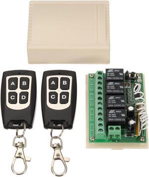 4CH 200M Wireless Remote Control Relay Switch Receiver + 2 Transceiver 4 Channel 12V DC for Smart Home