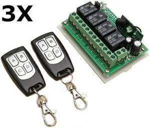 3Pcs12V 4CH Channel 433Mhz Wireless Remote Control Switch With 2 Transimitter