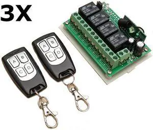 3Pcs12V 4CH Channel 315Mhz Wireless Remote Control Switch With 2 Transimitter