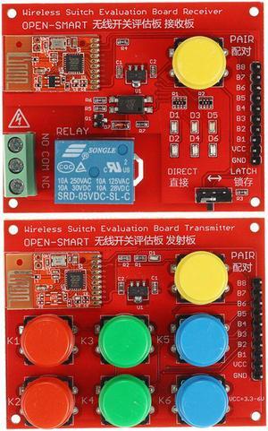 OPEN-SMART 2.4GHz Wireless Switch Evaluation Board Remote Kit 6-Channel Transmitter Receiver Module without Programming for Arduino