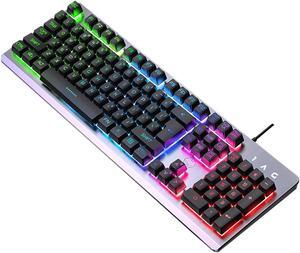 K002 Gaming Keyboard 104 Keys USB Wired Mechanical Feeling Mixed Color Backlight Waterproof Keyboard
