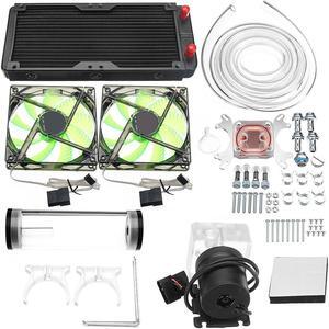 240mm DIY PC Water liquid Cooling Fan Kit Heat Sink Set CPU Block Water Pump Reservoir Hose