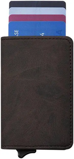 Leather Card Holder RFID Blocking Wallet Card Holder with Card Holder for Credit Card and Key Holder Storage Business Gifts