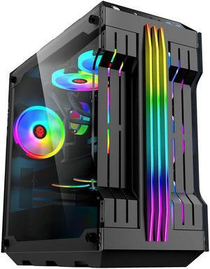 RGB Light Bar Computer Case Tempered Glass Panels ATX Gaming Water Cooling PC Case E-Sports Online Cafe Desktop Game Supplies