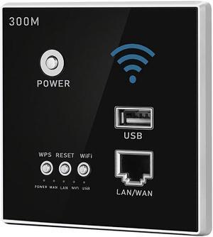 300M Wireless WIFI Wall Embedded Router WiFi Repeater Extender USB Charging Socket for Home Use