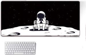 Cute Astronaut Pattern Mouse Pad Black and White Gaming Mouse Mat Lock Edge Design Keyboard Desk Mat For PC Laptop