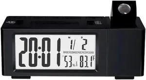 LCD Projection Alarm Clock Rechargeable Dual Power Supply Digital Electronic Desktop Clocks Temperature Humidity Week Time Display Clock