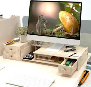 Multi-function Desktop Monitor Stand Wood Shelf Plinth Computer Screen Riser Laptop Strong Laptop Stand Holder Wooden Lapdesks