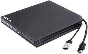 External 4K UHD HD 3D Blu-Ray Disc Player USB3.0 Type-C USB-C 2-In-1 6X BD-R BD-RE DL BDXL 100GB DVD-R M-Disc Burner Portable Optical Drive for Windows 10 For Mac OS Laptop & Desktop PC