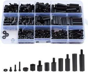 320PCS M2 Black Nylon Hex Stud Screw Set Assortment Kit for FPV RC Drone