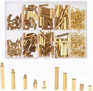 280Pcs M2.5 Hex Nut Assortment Kit Head Brass Spacing Double-pass Screw Threaded Pillar PCB Computer Motherboard StandOff Spacer