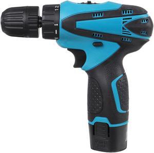 12V Cordless Impact Drill Screwdriver W/ LED Worklight Light & 1/2pcs Li-ion Battery Power Tool
