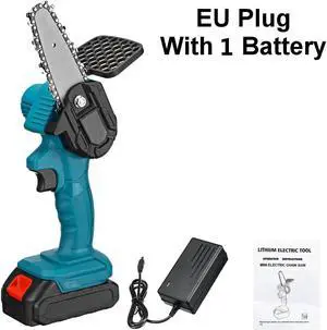 550W 21V 4'' Mini Cordless One-Hand Electric Chain Saw Woodworking Wood Cutter W/ 1pc/2pcs Battery