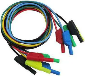 P1050 5Pcs 5 Colours 1M 4mm Banana to Banana Plug Soft Silicone Test Cable Lead for Multimeter