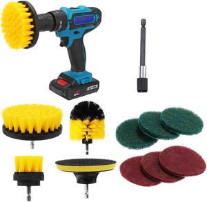 11Pcs Electric Drill Cleaning Brush with Sponge and Extend Attachment Tile Grout Power Scrubber Tub Cleaning Brush