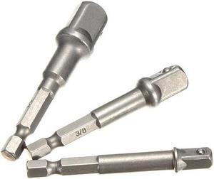 3pc Socket AdaptorSet 1/4 3/8 1/2 Inch Cordless Hex Drill Bit