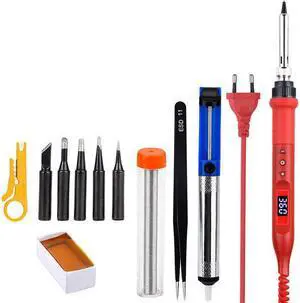 908U Electric Soldering Iron Tool Kits 100W 220V/110V LCD Lighting Soldeing Station Adjustable Temperature with Solder Tips Wire Sucker