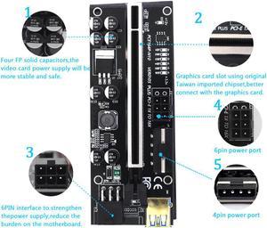 VER010S PCIE Riser 010s Plus Pci Express X16 Cabo Riser SATA 15pin to 6pin Power Adapter For Mining Miner