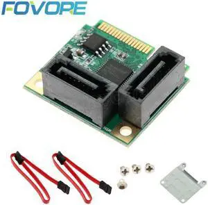 2 Ports Mini PCI-E PCI Express to SATA 3.0 adapter Converter Hard Drive Extension Card Add On Cards for Windows Mac Linux OS