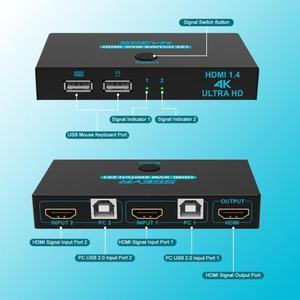 2x1  KVM Switch 4K 2 Port USB KVM Switch 2 PC 1 Monitor KVM Switch Keyboard Mouse Share Support 4Kx2K@30Hz 3D 1080P