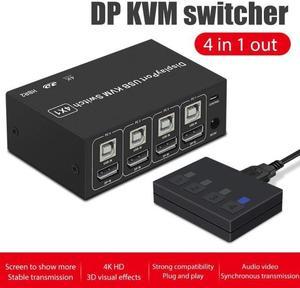 New 4 Ports DP KVM Switch 4K 60Hz 4 In 1 Out USB Displayport Switch Box PC Share Monitor Mouse Keyboard Printer Switcher