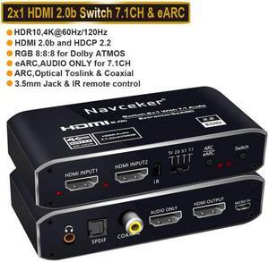 2x1 4K 120Hz  Switch eARC Audio Extractor ARC & Optical Toslink  2.0 Switch 4K  Switcher Remote for Apple TV PS4